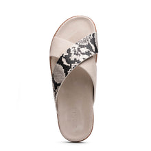 Load image into Gallery viewer, 06-105-TPE RENA Italian Goatskin Suede Python Embossed Slide Taupe
