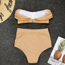 Load image into Gallery viewer, Retro Blue White Striped High Waist Bikini Lady Swimwear Women Swimsuit Female Ruffle Swim Bathing Suit  Piece Vintage High Waist Bikini Set Ruffled Swimsuits For Women Bathing Suits
