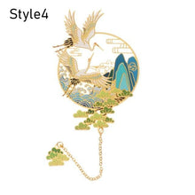Load image into Gallery viewer, Retro Carving Brass Bookmark Tassel Pendant Book Clip Metal Pagination Mark Student Gift Stationery School Supply Metal Creative Bookmark Chinese Style Unique Vintage Series Gift For Reader Student
