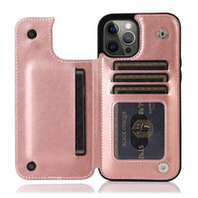 Load image into Gallery viewer, Retro PU Flip Leather Case For iPhone 14 13 12 11 Pro Max Multi Card Holder Case Cover Card Holder Leather Card Double Magnetic Closure Durable Iphone Cover
