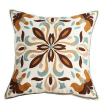 Load image into Gallery viewer, 100% Cotton Embroidery Flower Pattern Pillow Cover Home Decoration Sofa Cushion Cover Housewarming Gift Pillow Case Decorative Embroidered Pillow Cover Handmade Cotton Cover For Throw Pillows Beautiful Modern Floral Patterns 45x45cm
