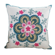 Load image into Gallery viewer, 100% Cotton Embroidery Flower Pattern Pillow Cover Home Decoration Sofa Cushion Cover Housewarming Gift Pillow Case Decorative Embroidered Pillow Cover Handmade Cotton Cover For Throw Pillows Beautiful Modern Floral Patterns 45x45cm

