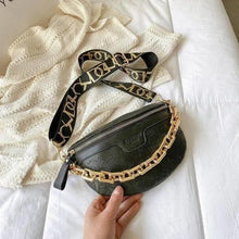 Load image into Gallery viewer, Retro Waist Bag PU Leather Fanny Pack Purse Leather with Gold Chain Strap Stylish Waist Pack Women Belt Bag Multifunctional Chest Bag
