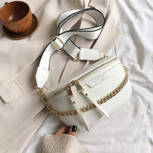 Load image into Gallery viewer, Retro Waist Bag PU Leather Fanny Pack Purse Leather with Gold Chain Strap Stylish Waist Pack Women Belt Bag Multifunctional Chest Bag
