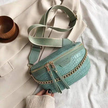 Load image into Gallery viewer, Retro Waist Bag PU Leather Fanny Pack Purse Leather with Gold Chain Strap Stylish Waist Pack Women Belt Bag Multifunctional Chest Bag
