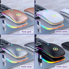 Load image into Gallery viewer, Retro Wireless Mouse RGB Rechargeable Mouse Wireless Computer Mute Mouse Portable Mobile Optical Office Mouse with USB LED Backlit Gaming Office Mouse Laptop
