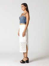 Load image into Gallery viewer, Rhinestone Embellished Denim Bustier Top
