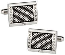 Load image into Gallery viewer, Rhodium &amp; Black Enamel Cufflinks
