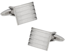 Load image into Gallery viewer, Ribbed Silver Cufflinks
