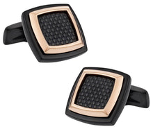 Load image into Gallery viewer, Men&#39;s Black Copper Ring Cufflinks
