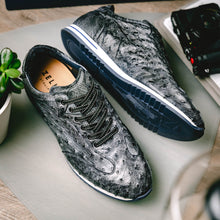 Load image into Gallery viewer, 63-112-BLK RIO Ostrich Quill Sneakers, Black Denim
