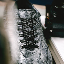 Load image into Gallery viewer, 63-112-BLK RIO Ostrich Quill Sneakers, Black Denim
