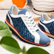 Load image into Gallery viewer, 65-375-BLU RIPI Calfskin Hand Weave Sneaker Blue
