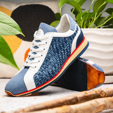 Load image into Gallery viewer, 65-375-BLU RIPI Calfskin Hand Weave Sneaker Blue

