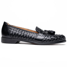 Load image into Gallery viewer, 15-250-BLK RIVIERA Basketweave Calfskin Tassel Loafer, Black
