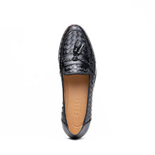 Load image into Gallery viewer, 15-250-BLK RIVIERA Basketweave Calfskin Tassel Loafer, Black
