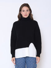 Load image into Gallery viewer, Roll-Neck Slit Sweater Layering with Shirt
