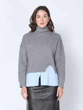 Load image into Gallery viewer, Roll-Neck Slit Sweater Layering with Shirt
