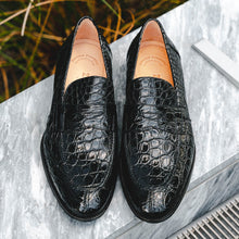 Load image into Gallery viewer, 11-201-BKM ROMA Crocodile Penny Loafer, Black
