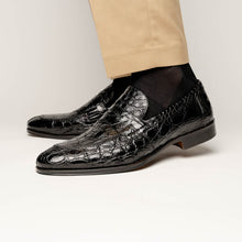 Load image into Gallery viewer, 11-201-BKM ROMA Crocodile Penny Loafer, Black
