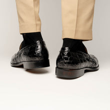 Load image into Gallery viewer, 11-201-BKM ROMA Crocodile Penny Loafer, Black
