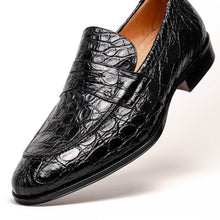 Load image into Gallery viewer, 11-201-BKM ROMA Crocodile Penny Loafer, Black
