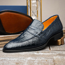 Load image into Gallery viewer, 11-201-NVY ROMA Crocodile Penny Loafer, Navy
