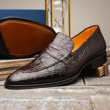 Load image into Gallery viewer, 11-201-NIC ROMA Crocodile Penny Loafer, Nicotine
