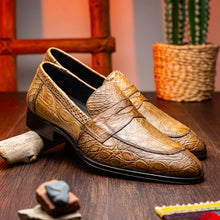 Load image into Gallery viewer, 11-201-TPE ROMA Crocodile Penny Loafer, Taupe
