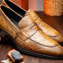Load image into Gallery viewer, 11-201-TPE ROMA Crocodile Penny Loafer, Taupe
