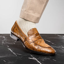 Load image into Gallery viewer, 11-201-TPE ROMA Crocodile Penny Loafer, Taupe
