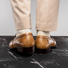 Load image into Gallery viewer, 11-201-TPE ROMA Crocodile Penny Loafer, Taupe
