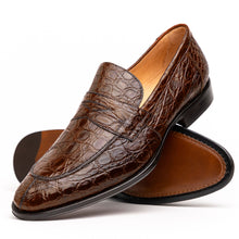 Load image into Gallery viewer, 11-201-CGM ROMA Crocodile Penny Loafer, Cognac
