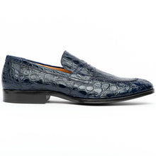Load image into Gallery viewer, 11-201-NVY ROMA Crocodile Penny Loafer, Navy
