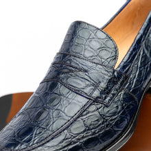Load image into Gallery viewer, 11-201-NVY ROMA Crocodile Penny Loafer, Navy
