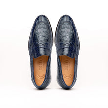 Load image into Gallery viewer, 11-201-NVY ROMA Crocodile Penny Loafer, Navy
