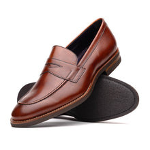 Load image into Gallery viewer, 15-400-CGN ROMA Hand Burnished Calfskin Penny Loafer Cognac
