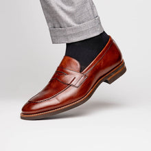 Load image into Gallery viewer, 15-400-CGN ROMA Hand Burnished Calfskin Penny Loafer Cognac
