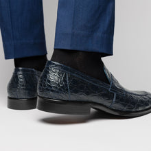 Load image into Gallery viewer, 11-201-NVY ROMA Crocodile Penny Loafer, Navy
