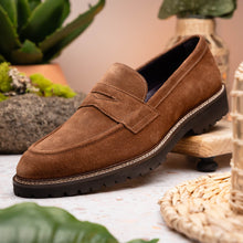 Load image into Gallery viewer, 16-657-TOB ROMA Italian Suede Penny Loafers Tobacco
