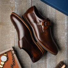 Load image into Gallery viewer, 55-605-CST ROMAN Italian Calfskin Monkstrap Chestnut
