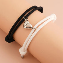 Load image into Gallery viewer, Romantic 2pcs/set Heart Magnetic Couple Bracelets Men Women Classic Black White Paired Lovers Braclet Adjustable Matching Braided Rope Bracelet Promise Friendship Bracelet Gifts For Girlfriend
