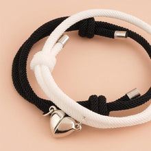 Load image into Gallery viewer, Romantic 2pcs/set Heart Magnetic Couple Bracelets Men Women Classic Black White Paired Lovers Braclet Adjustable Matching Braided Rope Bracelet Promise Friendship Bracelet Gifts For Girlfriend
