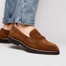 Load image into Gallery viewer, 16-657-TOB ROMA Italian Suede Penny Loafers Tobacco
