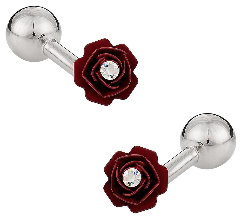 Rose Cufflinks with Crystal