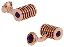 Load image into Gallery viewer, Rose Gold Amethyst Swarovski Double Cufflinks
