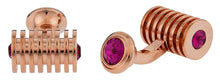 Load image into Gallery viewer, Rose Gold Fuschia Swarovski Barrel Crystal Cufflinks
