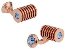 Load image into Gallery viewer, Rose Gold Light Sapphire Swarovski Double Cufflinks
