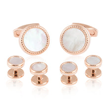 Load image into Gallery viewer, Rose Gold Mother of Pearl Cufflinks and Studs
