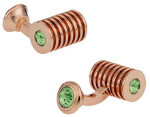 Load image into Gallery viewer, Rose Gold Peridot Swarovski Double Cufflinks
